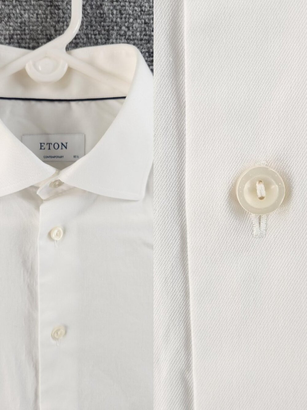 Eton Signature Twill 15.5 Cotton Convertible Cuff Contemporary White Solid Mens
